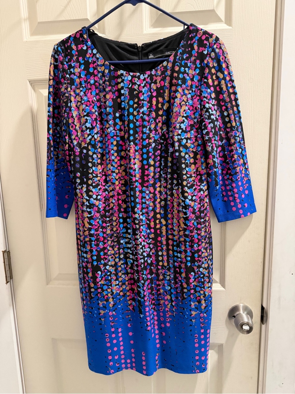 Vibrant Blue Sequin Dot Sheath Dress